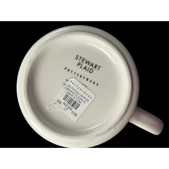 Pottery Barn Stewart Plaid "O" Monogram Holiday Coffee Mug Retired 2017 - Picture 3 of 7